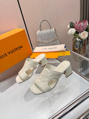 LV 26S HIGH-HEELED SANDALS 55 MM IN CREAM WHITE SHINY CALFSKIN
