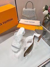 LV 26S HIGH-HEELED SANDALS 55 MM IN WHITE CALFSKIN