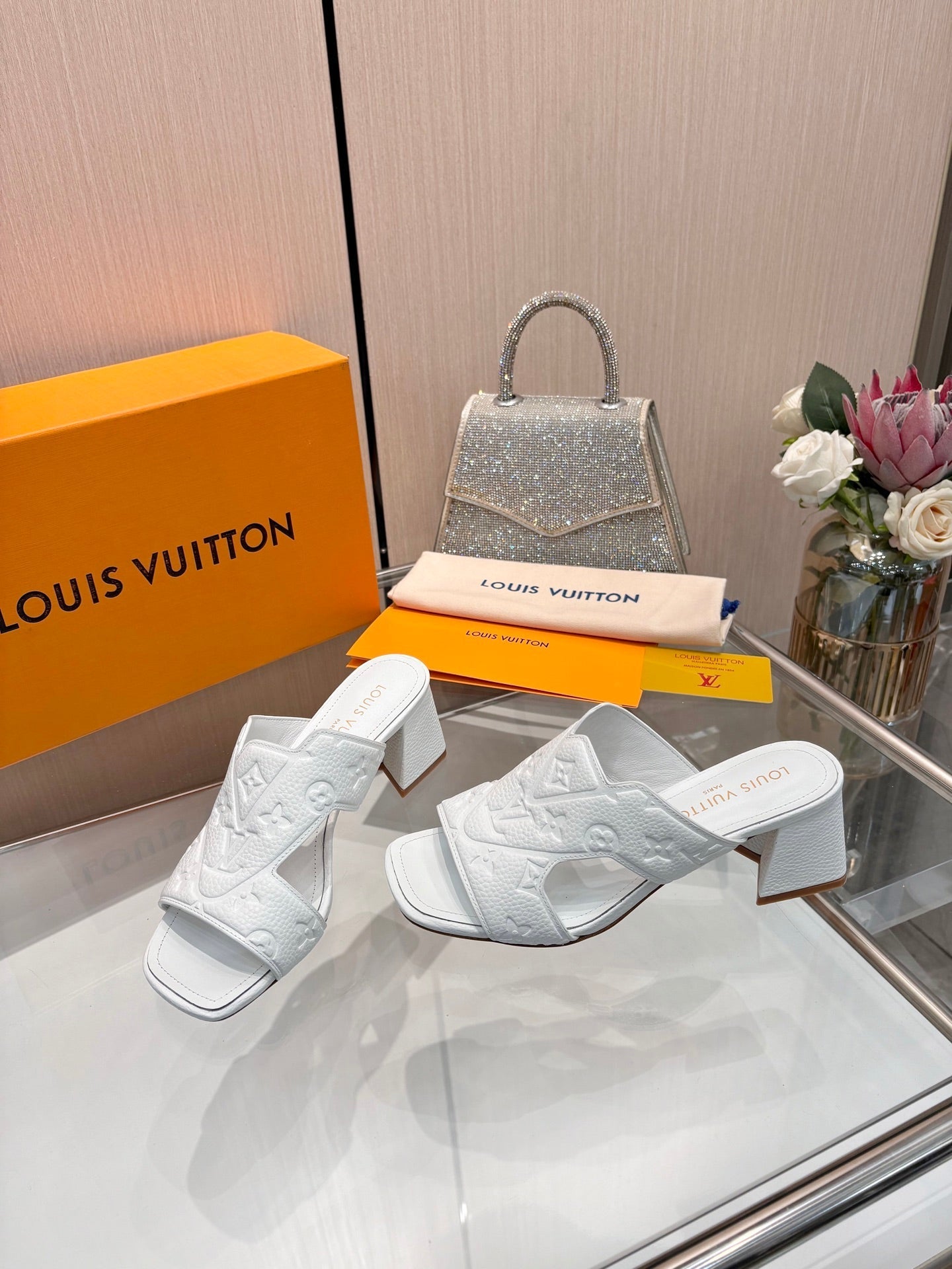LV 26S HIGH-HEELED SANDALS 55 MM IN WHITE CALFSKIN