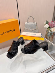 LV 26S HIGH-HEELED SANDALS 55 MM BLACK SHINY CALFSKIN