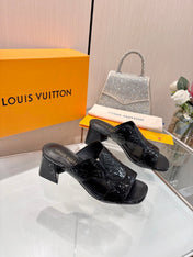 LV 26S HIGH-HEELED SANDALS 55 MM BLACK SHINY CALFSKIN