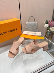LV 26S HIGH-HEELED SANDALS 55 MM IN SOFT BEIGE PINK SHINY CALFSKIN