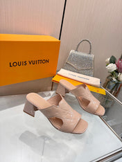LV 26S HIGH-HEELED SANDALS 55 MM IN SOFT BEIGE PINK SHINY CALFSKIN