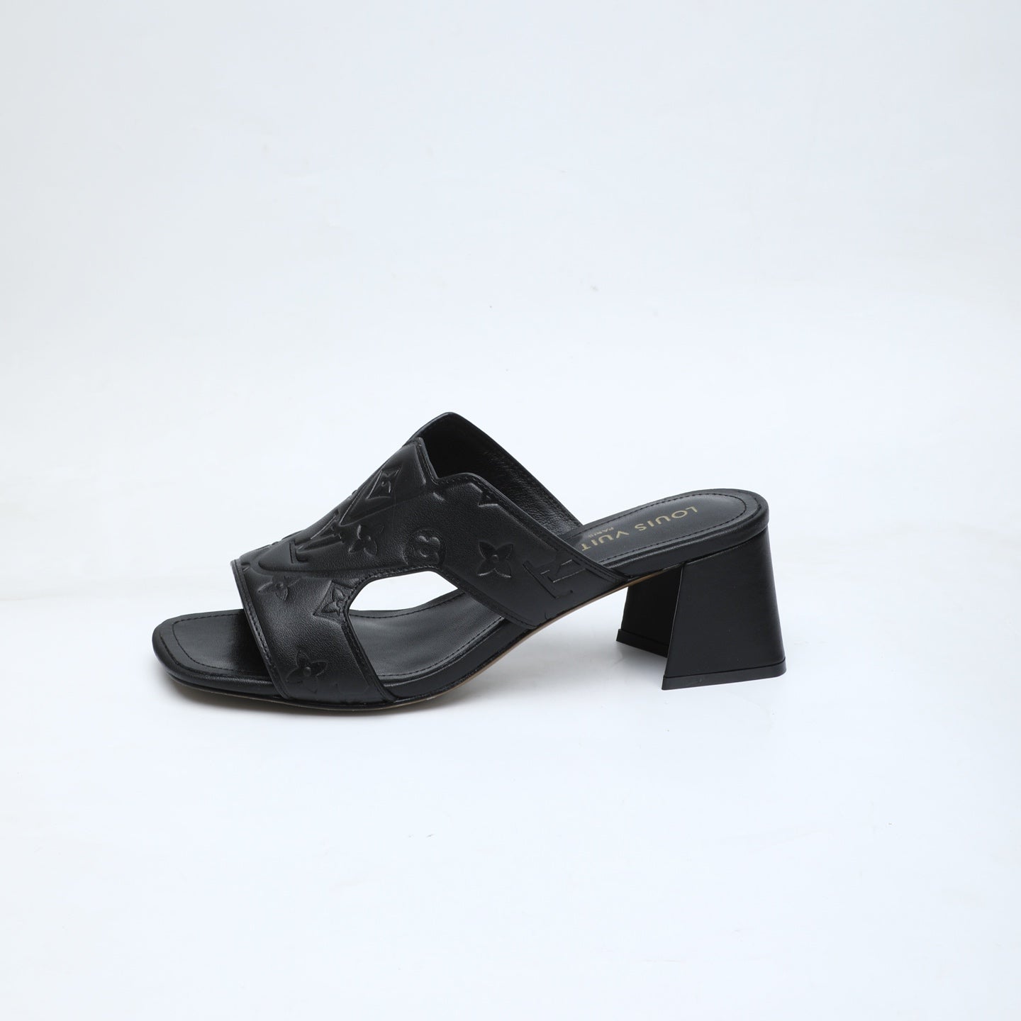 LV 26S HIGH-HEELED SANDALS 55 MM IN BLACK CALFSKIN