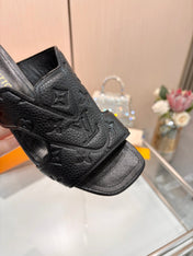 LV 26S HIGH-HEELED SANDALS 55 MM IN BLACK GRAINED CALFSKIN