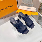 LV 26S HIGH-HEELED SANDALS 55 MM IN DARK SLATE BLUE CALFSKIN