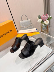 LV 26S HIGH-HEELED SANDALS 55 MM IN BLACK CALFSKIN