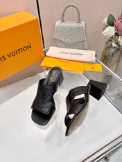 LV 26S HIGH-HEELED SANDALS 55 MM IN BLACK CALFSKIN