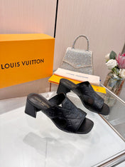 LV 26S HIGH-HEELED SANDALS 55 MM IN BLACK CALFSKIN