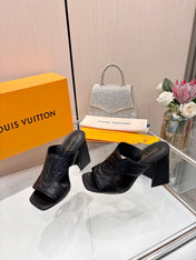 LV 26S HIGH-HEELED SANDALS 90 MM IN BLACK CALFSKIN