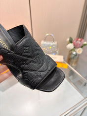 LV 26S HIGH-HEELED SANDALS 90 MM IN BLACK GRAINED CALFSKIN
