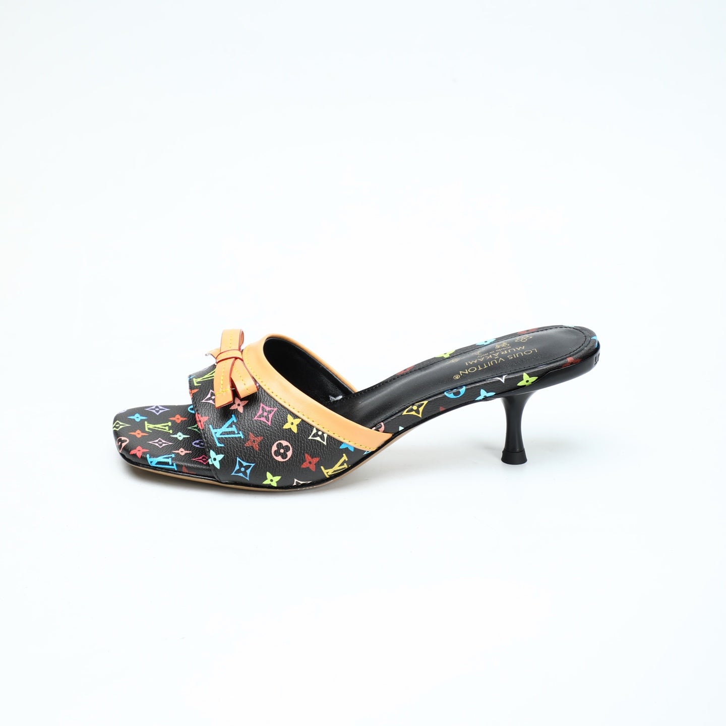 LV 26S HIGH-HEELED MULES 55 MM IN MULTICOLOR MONOGRAM CANVAS STYLE 2
