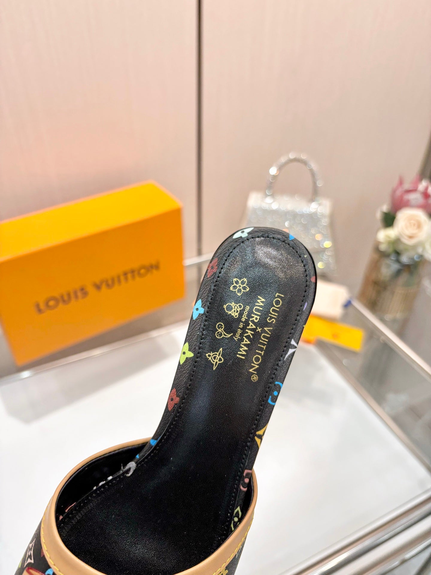LV 26S HIGH-HEELED MULES 55 MM IN MULTICOLOR MONOGRAM CANVAS STYLE 2