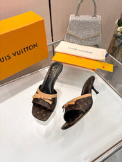 LV 26S HIGH-HEELED MULES 55 MM IN DARK BROWN MONOGRAM CANVAS