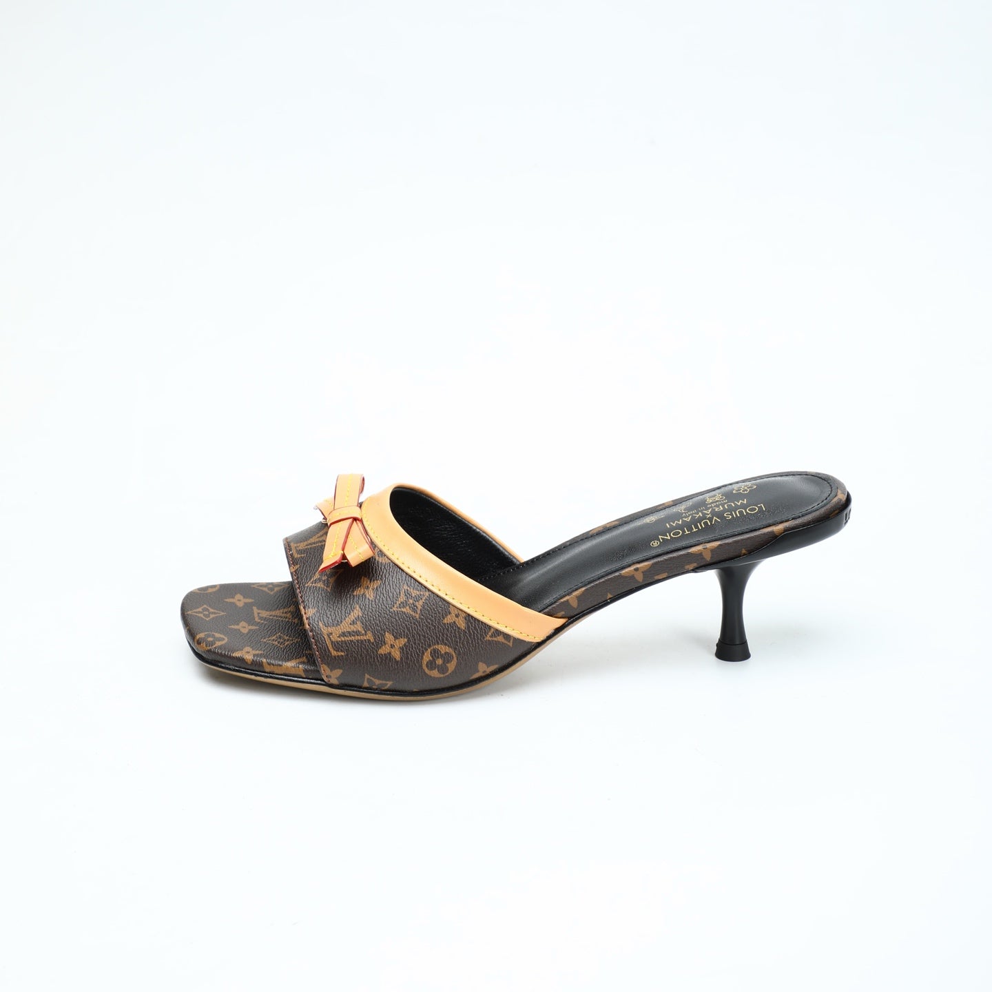 LV 26S HIGH-HEELED MULES 55 MM IN DARK BROWN MONOGRAM CANVAS