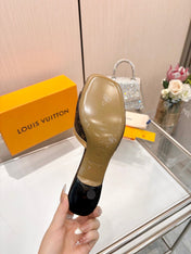 LV 26S HIGH-HEELED MULES 55 MM IN DARK BROWN MONOGRAM CANVAS