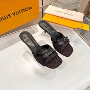 LV 26S HIGH-HEELED MULES 55 MM IN MUTED PLUM BROWN MONOGRAM CANVAS