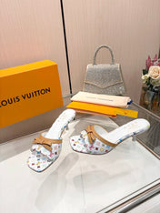 LV 26S HIGH-HEELED MULES 55 MM IN MULTICOLOR MONOGRAM CANVAS