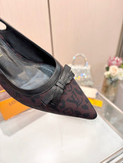 LV 26S BOW-DETAIL SLINGBACK PUMPS 55 MM IN MUTED PLUM BROWN MONOGRAM CANVAS