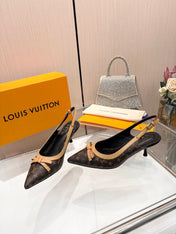 LV 26S BOW-DETAIL SLINGBACK PUMPS 55 MM IN DARK BROWN MONOGRAM CANVAS
