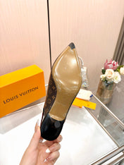 LV 26S BOW-DETAIL SLINGBACK PUMPS 55 MM IN DARK BROWN MONOGRAM CANVAS