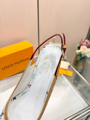 LV 26S BOW-DETAIL SLINGBACK PUMPS 55 MM IN MULTICOLOR MONOGRAM CANVAS