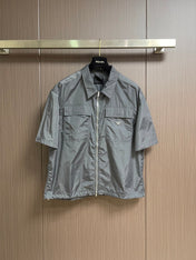 PRADA 26S SHORT-SLEEVE ZIP-UP SHIRT 1035