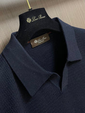 LORO PIANA 26S LONG-SLEEVE KNIT POLO SWEATER 910