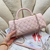 CHANEL 26S COCO HANDLE BAG 32 IN LIGHT PINK CAVIAR CALFSKIN GOLD HARDWARE