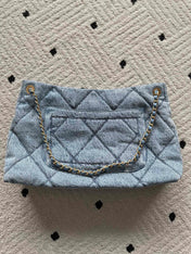 CHANEL 25S HOBO BAG 38 IN BLUE DENIM WITH GOLD HARDWARE