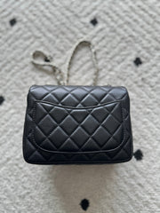 CHANEL 25S CLASSIC FLAP BAG MINI 18 IN BLACK LAMBSKIN WITH GOLD HARDWARE