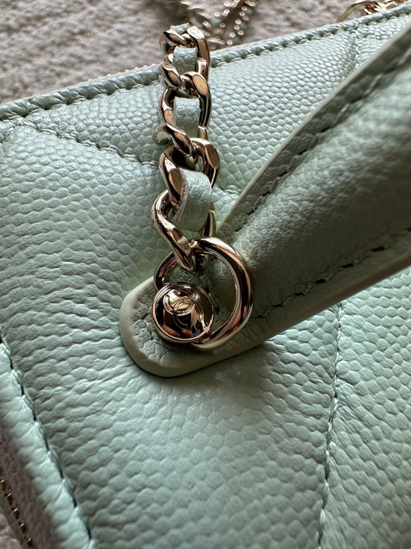CHANEL 25S VANITY BAG 17 IN MINT GREEN CAVIAR LEATHER
