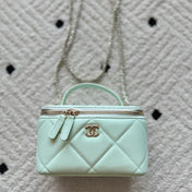 CHANEL 25S VANITY BAG 17 IN MINT GREEN CAVIAR LEATHER