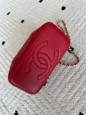 CHANEL 25S VANITY BAG 17 IN RED CAVIAR LEATHER WITH GOLD HARDWARE