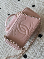 CHANEL 25S VANITY BAG 17 IN LIGHT PINK CAVIAR LEATHER WITH GOLD HARDWARE