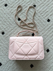 CHANEL 25S MINI FLAP BAG 19 IN LIGHT PINK CAVIAR LEATHER