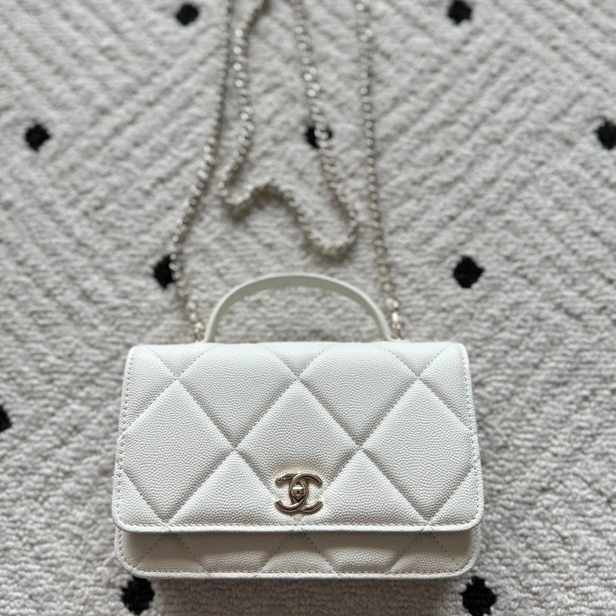 CHANEL 25S MINI FLAP BAG 19 IN WHITE CAVIAR LEATHER