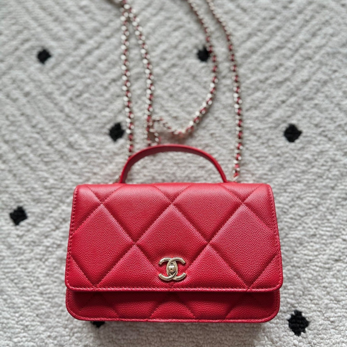 CHANEL 25S MINI FLAP BAG 19 IN RED CAVIAR LEATHER
