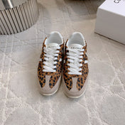 CELINE 25S JOGGER LOW LACE UP SNEAKER IN LEOPARD PRINT CALFSKIN AND SUEDE