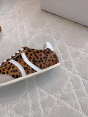 CELINE 25S JOGGER LOW LACE UP SNEAKER IN LEOPARD PRINT CALFSKIN AND SUEDE