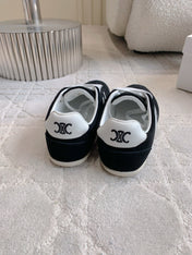 CELINE 25S JOGGER LOW LACE UP SNEAKER IN BLACK CALFSKIN AND SUEDE