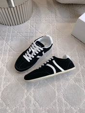 CELINE 25S JOGGER LOW LACE UP SNEAKER IN BLACK CALFSKIN AND SUEDE