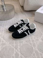CELINE 25S JOGGER LOW LACE UP SNEAKER IN BLACK CALFSKIN AND SUEDE