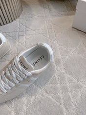 CELINE 25S JOGGER LOW LACE UP SNEAKER IN LIGHT GRAY CALFSKIN AND SUEDE