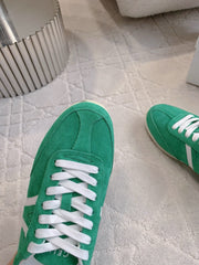 CELINE 25S JOGGER LOW LACE UP SNEAKER IN DEEP TEAL CALFSKIN AND SUEDE