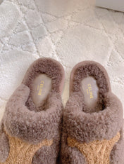 CELINE 26S MULES WITH LOGO IN DARK BROWN WOOL