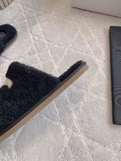 CELINE 26S MULES WITH LOGO IN BLACK WOOL