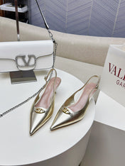 HIGH SLINGBACK 60MM IN GOLD CALFSKIN
