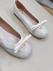 VLTN CLASSIC BALLET FLATS 25S IN WHITE CALFSKIN WITH BOW