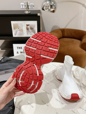 BALENCIAGA 25S SPEED TRAINER SNEAKERS 55 MM IN WHITE AND RED KNIT